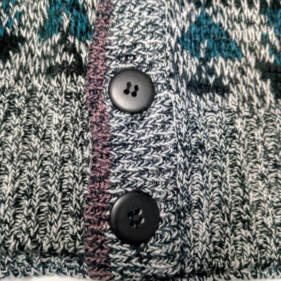 Vintage 1990s Impact Sweater Vest Men Large Gray Purple Geometric Leather Trim - Picture 11 of 16